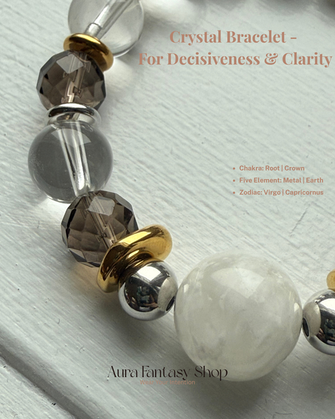 Moonlight Bracelet - Clear Quartz | Smoky Quartz | White Phantom Quartz Aura Fantasy