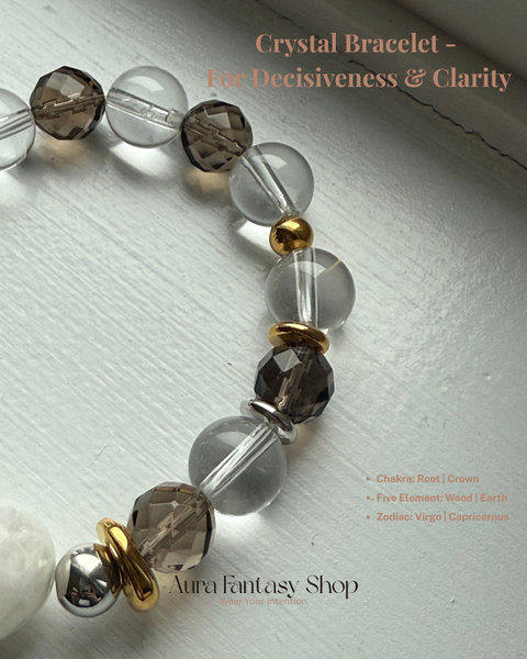 Moonlight Bracelet - Clear Quartz | Smoky Quartz | White Phantom Quartz Aura Fantasy