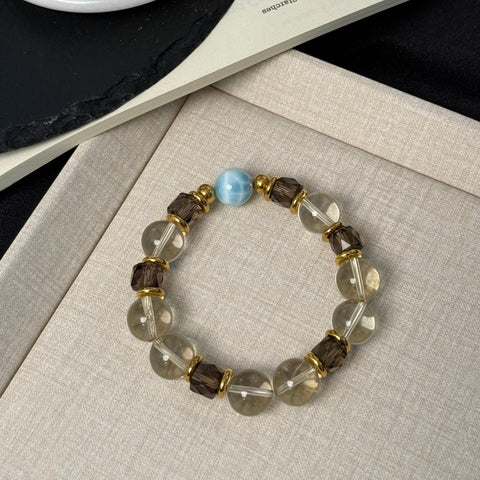 Celestial Harmony Bracelet — Citrine | Smoky Quartz | Larimar Aura Fantasy