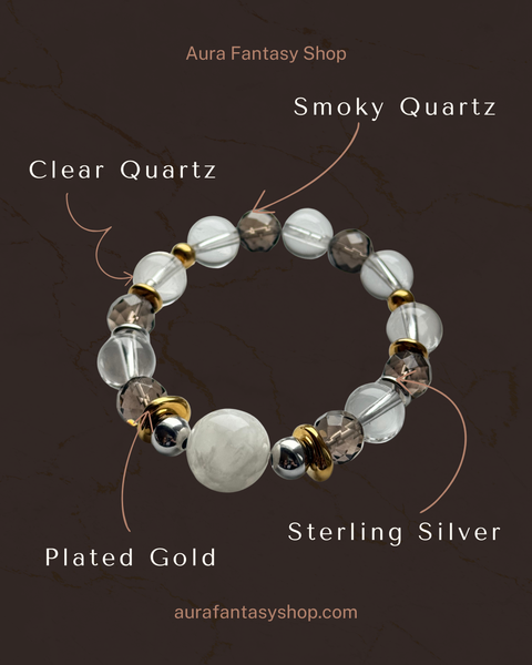 Moonlight Bracelet - Clear Quartz | Smoky Quartz | White Phantom Quartz Aura Fantasy