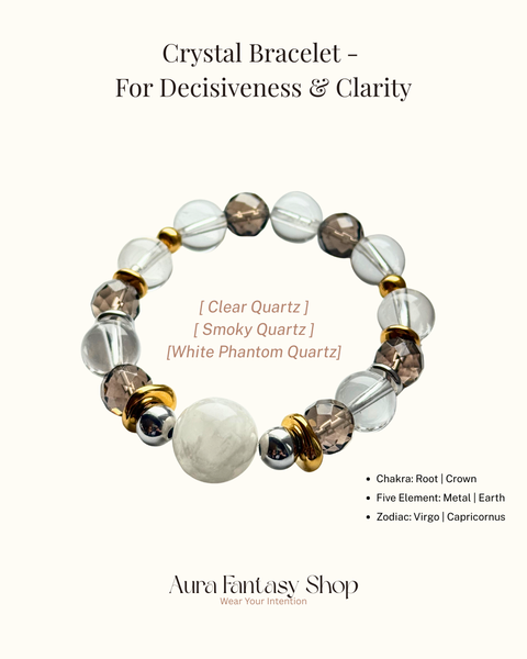 Moonlight Bracelet - Clear Quartz | Smoky Quartz | White Phantom Quartz Aura Fantasy