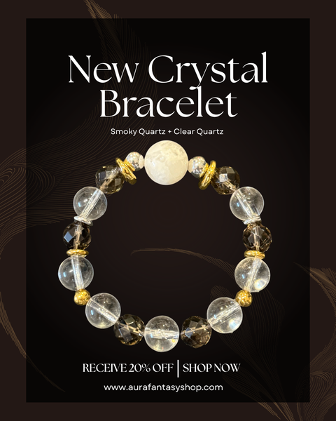 Moonlight Bracelet - Clear Quartz | Smoky Quartz | White Phantom Quartz Aura Fantasy